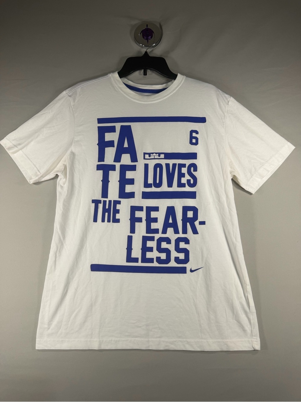 Nike White Dri-FIT Tee with Royal Blue Trim